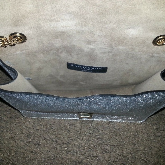 GIANNI CHIARINI-Silver Pebbled Leather-Gold Chain - Picture 7 of 7